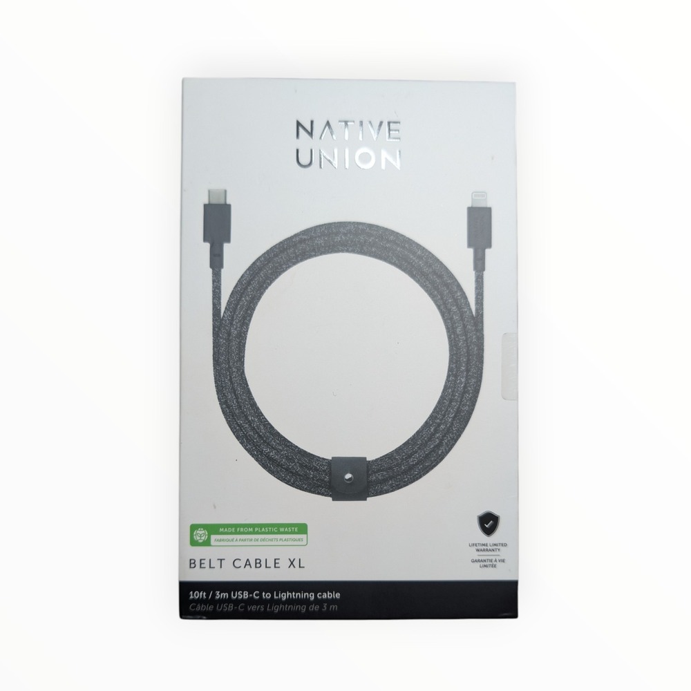 K5-N Native Union Belt Charging Cable XL 10ft USB-C to Lighting -‎ Black